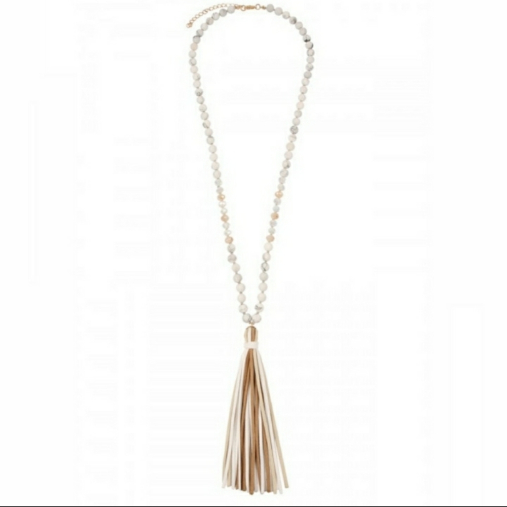 SOLD Natural Stone Tassel Necklace - Picture 3 of 4